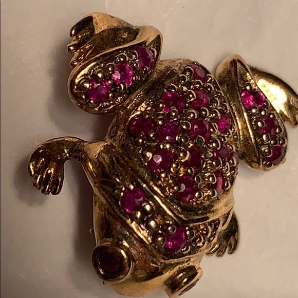 Ruby silver frog brooch beautiful unique rare find - Picture 4 of 11